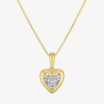 G-H / Si2-I1) Womens 1 1/4 CT. T.W. Lab Grown White Diamond 10K Gold Heart Pendant Necklace