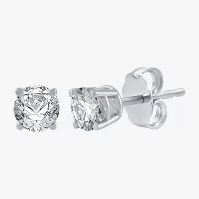 7/8 CT. T.W. Natural White Diamond 10K Gold Round Stud Earrings