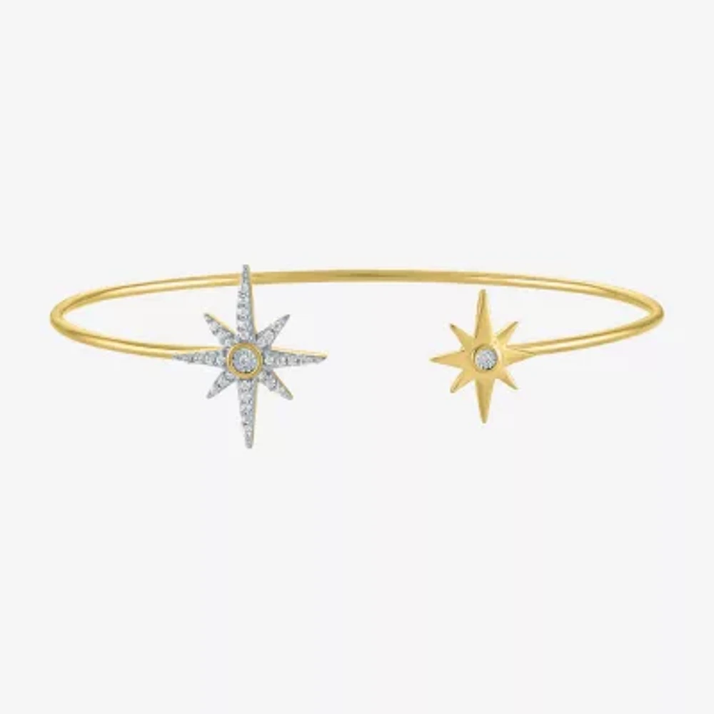 Diamond Addiction (G-H / I1-I2) North Star Womens 1/10 CT. T.W. White Diamond 14K Gold Over Silver Sterling Silver Cuff Bracelet