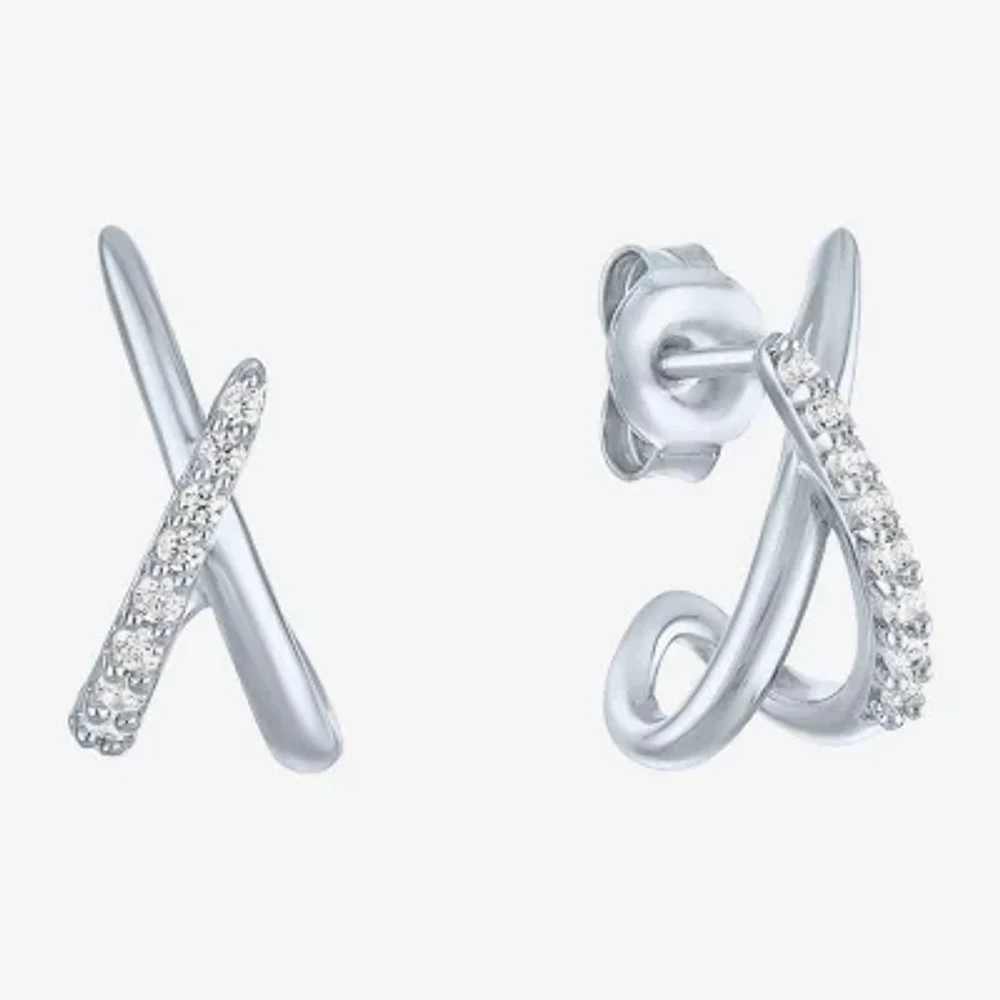 Diamond Addiction (G-H / I1-I2) 1/10 CT. T.W. Lab Grown White Diamond Sterling Silver Hoop Earrings