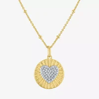 Diamond Addiction (G-H / I1-I2) Womens 1/10 CT. T.W. Lab Grown White Diamond 14K Gold Over Silver Sterling Silver Heart Pendant Necklace