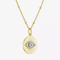 Diamond Addiction (G-H / I1-I2) Womens 1/10 CT. T.W. Lab Grown White Diamond 14K Gold Over Silver Sterling Silver Evil Eye Pendant Necklace