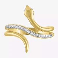 Diamond Addiction (G-H / I1-I2) "Snake" Womens 1/10 CT. T.W. Lab Grown White 14K Gold Over Silver Sterling Side Stone Cocktail Ring