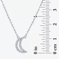 (G-H / I1-I2) Womens 1/10 CT. T.W. Lab Grown White Diamond Sterling Silver Moon Pendant Necklace