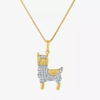 Llama" (G-H / I1-I2)" Womens 1/10 CT. T.W. Lab Grown White Diamond 14K Gold Over Silver Sterling Silver Pendant Necklace