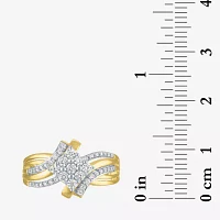 (G-H/ I1-I2) Womens 1/2 CT. T.W. Lab Grown White Diamond 14K Gold Over Silver Side Stone Bypass  Cocktail Ring