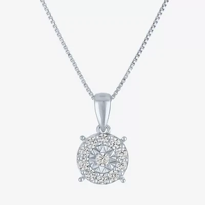 (G-H/ I1-I2) Womens 1/4 CT. T.W. Lab Grown White Diamond Sterling Silver Round Pendant Necklace