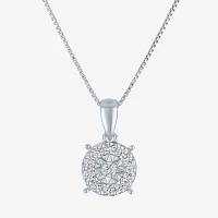 (G-H/ I1-I2) Womens 1/4 CT. T.W. Lab Grown White Diamond Sterling Silver Round Pendant Necklace