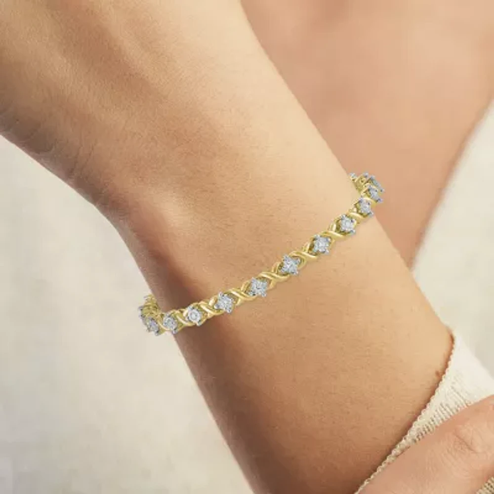 G-H/ I1-I2) 1/2 CT. T.W. Lab Grown White Diamond 14K Gold Over Silver Sterling Silver 7.25 Inch Tennis Bracelet