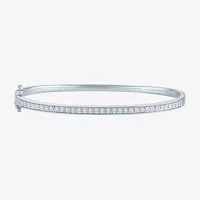 (I1-I2/ G-H) 1/10 CT. T.W. Lab Grown White Wheat Diamond Sterling Silver Bangle Bracelet