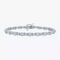 (I1-I2/ G-H) Sterling Silver 7.25 Inch Heart Chain Bracelet