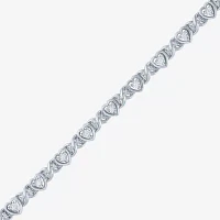 (I1-I2/ G-H) Sterling Silver 7.25 Inch Heart Chain Bracelet