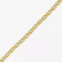 (I1-I2/ G-H) 14K Gold Over Silver 7.25 Inch Cushion Chain Bracelet