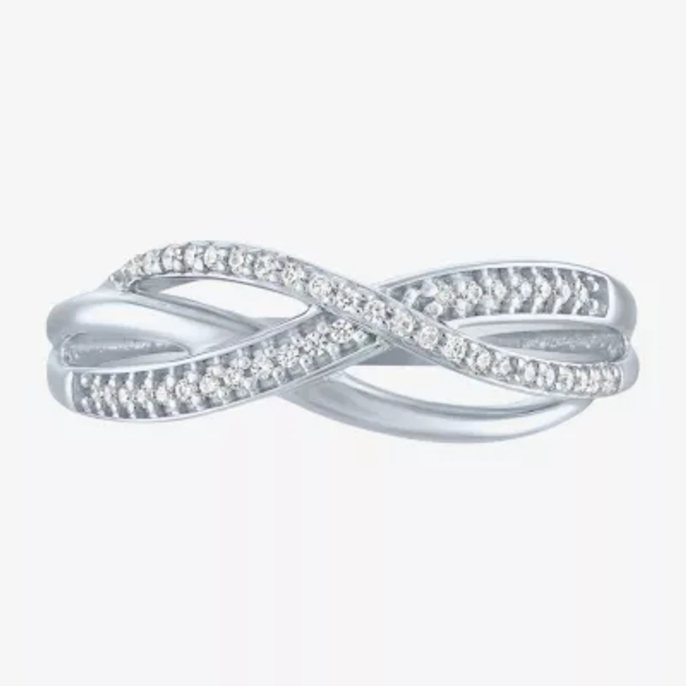 (I1-I2/ G-H) 1/10 CT. T.W. Lab Grown White Diamond Sterling Silver Crossover Band