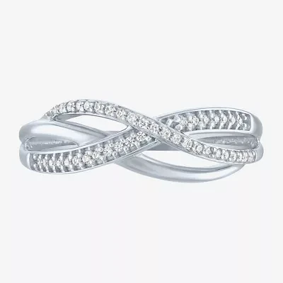 (I1-I2/ G-H) 1/10 CT. T.W. Lab Grown White Diamond Sterling Silver Crossover Band