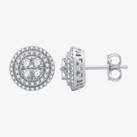 1 CT. T.W. Natural White Diamond Stainless Steel 11.8mm Stud Earrings