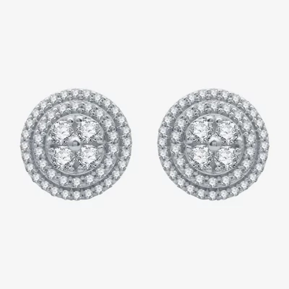 1 CT. T.W. Natural White Diamond Stainless Steel 11.8mm Stud Earrings