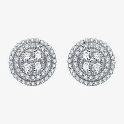 1 CT. T.W. Natural White Diamond Stainless Steel 11.8mm Stud Earrings