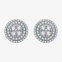 1 CT. T.W. Natural White Diamond Stainless Steel 11.8mm Stud Earrings