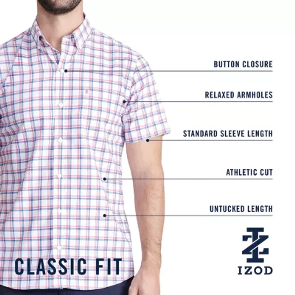 IZOD Cool Fx Breeze Mens Classic Fit Short Sleeve Button-Down Shirt