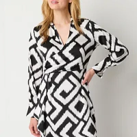 Worthington Womens Long Sleeve Shirt Dress