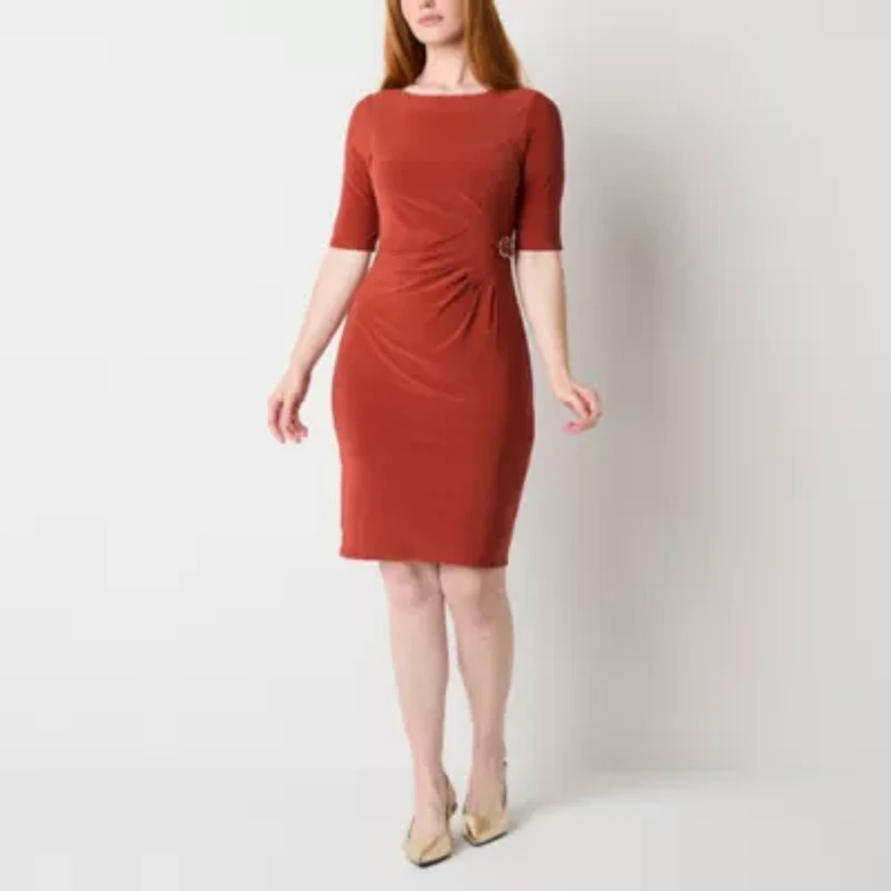 Jessica Howard Womens Short Sleeve Sheath Dress