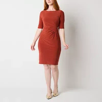 Jessica Howard Womens Short Sleeve Sheath Dress