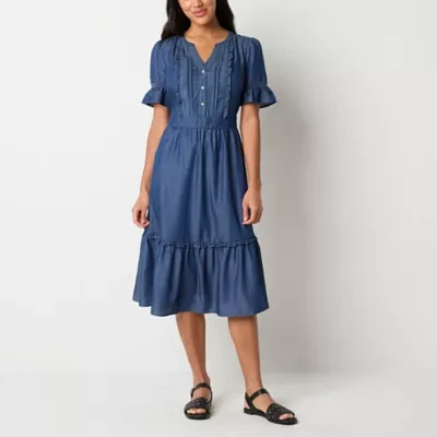 Frye and Co. Womens Short Sleeve Midi Sundress