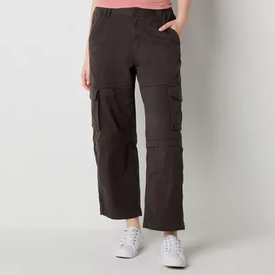 Arizona Womens Mid Rise Stretch Fabric Straight Cargo Pant-Juniors