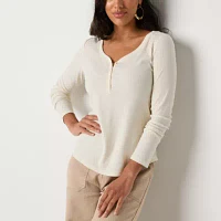 a.n.a Womens Long Sleeve Henley Shirt