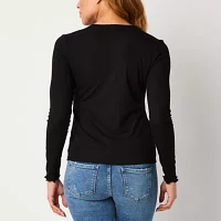 a.n.a Ribbed Womens Crew Neck Long Sleeve T-Shirt