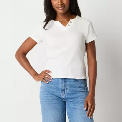 a.n.a Womens Short Sleeve Henley Shirt