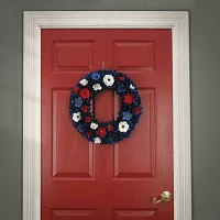 National Tree Co. 20in Red White And Blue Wood Curl Wreath