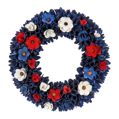 National Tree Co. 20in Red White And Blue Wood Curl Wreath