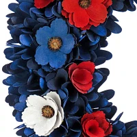 National Tree Co. 20in Red White And Blue Wood Curl Wreath