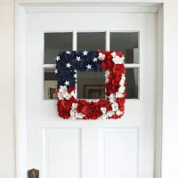 National Tree Co. 18in Patriotic Flag Square Wreath