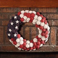 National Tree Co. 18in Patriotic Flag Indoor Outdoor Wreath