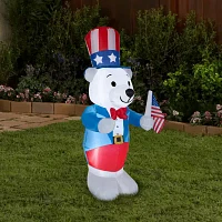 National Tree Co. 48in Airblown Fourth Of July White Bear Christmas Porch Sign