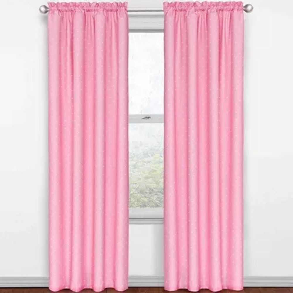 Eclipse Kids Polka Dots Energy Saving Blackout Rod Pocket Single Curtain Panel