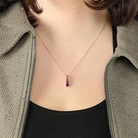 Womens Genuine Purple Amethyst 18K Rose Gold Over Silver Pendant Necklace