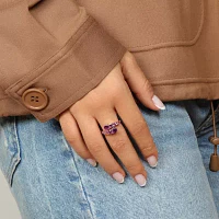 Womens Genuine Semi Precious Stone Sterling Silver Bypass Cocktail Ring