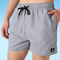 adidas Mens Drawstring Waist Lined Striped Swim Shorts