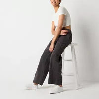 Arizona Womens Low Rise Wide Leg Cargo Pant-Juniors