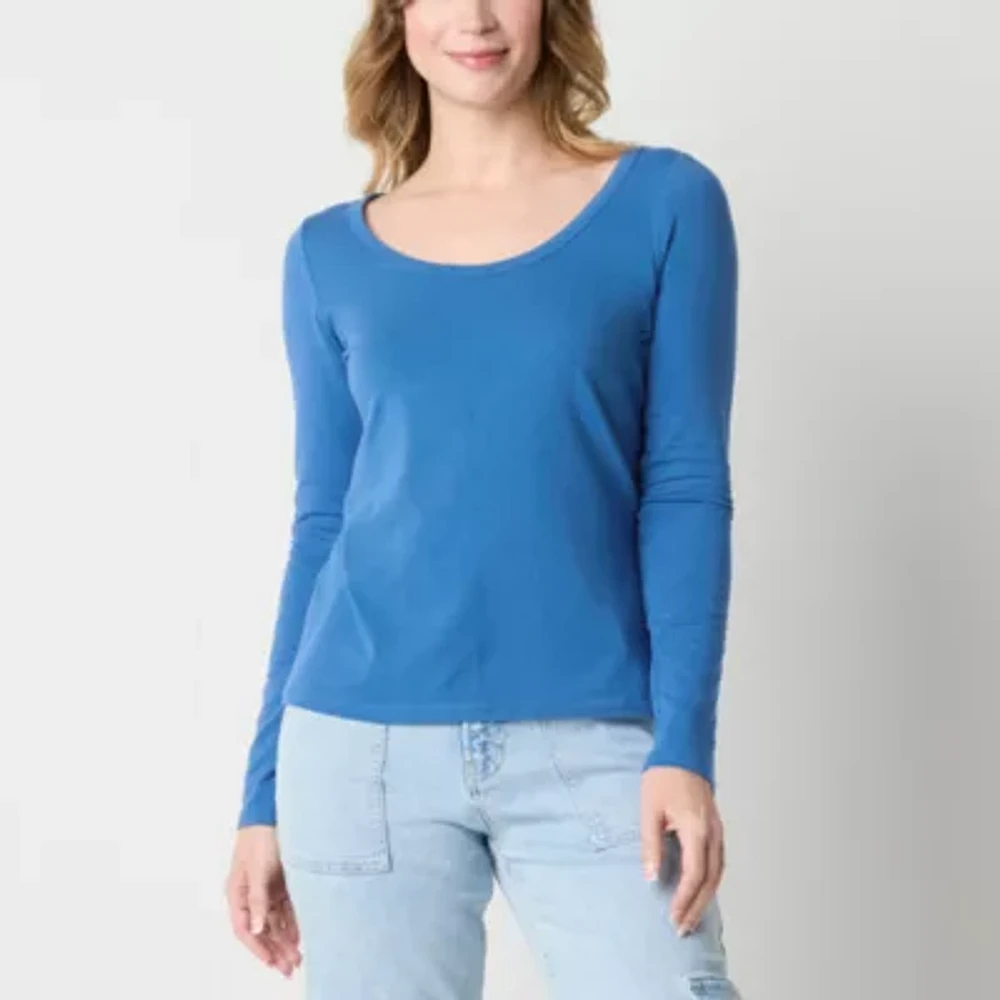 a.n.a Womens Scoop Neck Long Sleeve T-Shirt