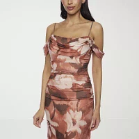 Premier Amour Off The Shoulder Womens Short Sleeve Floral Maxi Dress