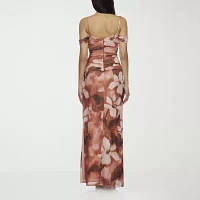 Premier Amour Off The Shoulder Womens Short Sleeve Floral Maxi Dress