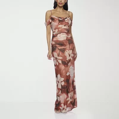 Premier Amour Off The Shoulder Womens Short Sleeve Floral Maxi Dress