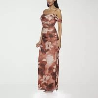 Premier Amour Off The Shoulder Womens Short Sleeve Floral Maxi Dress