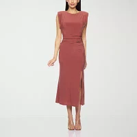 Premier Amour Womens Sleeveless Midi Sheath Dress