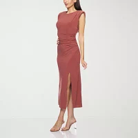 Premier Amour Womens Sleeveless Midi Sheath Dress